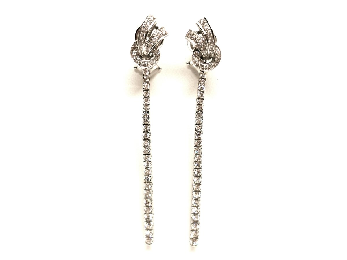 Boucles d'oreilles Pendantes en or blanc pavées diamants - Castafiore