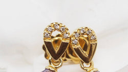 Boucles d'oreilles Pendantes en or jaune, améthystes et diamants - Castafiore