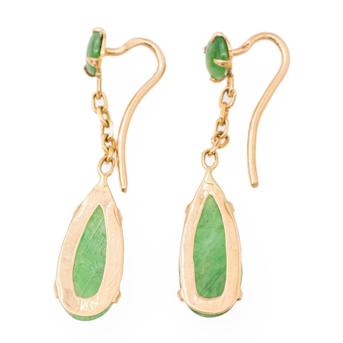 Boucles d'oreilles Pendantes en or jaune et jade - Castafiore