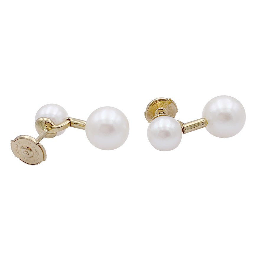 Boucles d'oreilles Poiray, "Roseau", or jaune, perles. - Castafiore