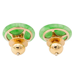 Boucles d'oreilles Puces en or jaunes, jades jadéite et diamants - Castafiore