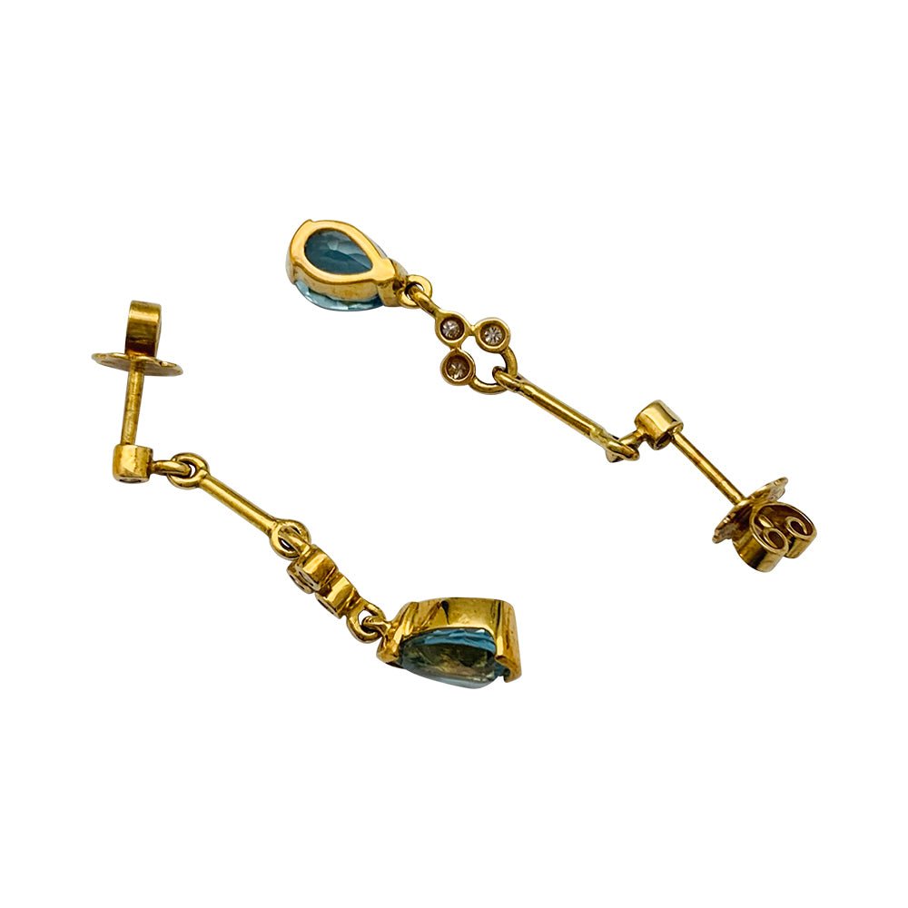 Boucles d'oreilles Stern, or jaune, aigues marines et diamants - Castafiore