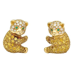Boucles d’oreilles VAN CLEEF & ARPELS "Oursons" en or jaune, saphir et diamants - Castafiore