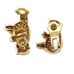 Boucles d’oreilles VAN CLEEF & ARPELS "Oursons" en or jaune, saphir et diamants - Castafiore
