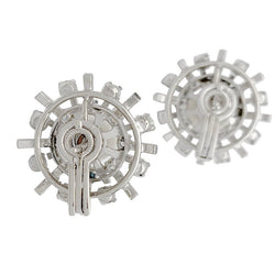 Boucles d'oreilles vintage or blanc, diamants, perles - Castafiore