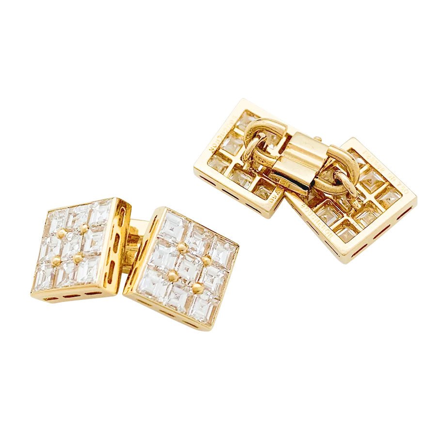 Boutons de manchette BOUCHERON en or jaune, diamants - Castafiore