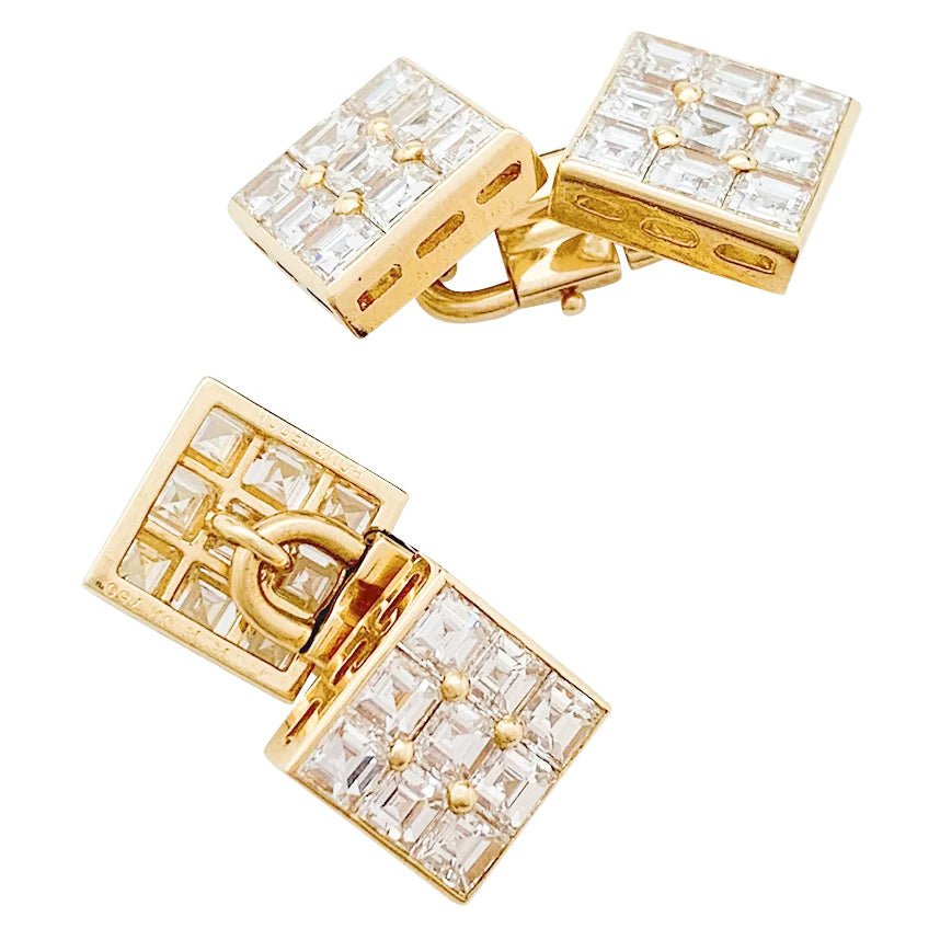 Boutons de manchette BOUCHERON en or jaune, diamants - Castafiore