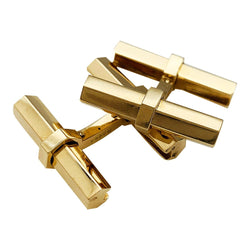 Boutons de manchette CARTIER en or jaune, acier et onyx - Castafiore