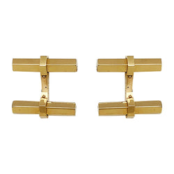 Boutons de manchette CARTIER en or jaune, acier et onyx - Castafiore