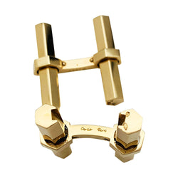 Boutons de manchette CARTIER en or jaune, acier et onyx - Castafiore