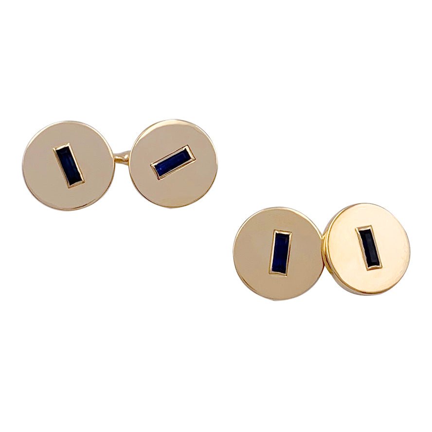 Boutons de manchette Cartier en or jaune, saphirs - Castafiore