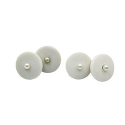 Boutons de manchette en or jaune et résine blanche - Castafiore