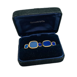 Boutons de manchette et de col TIFFANY & CO. , or et lapis lazuli - Castafiore