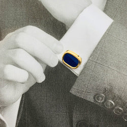 Boutons de manchette et de col TIFFANY & CO. , or et lapis lazuli - Castafiore