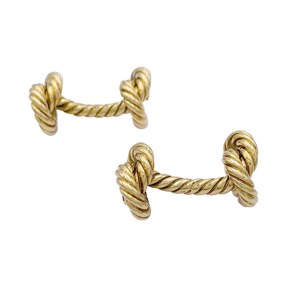 Boutons de manchette HERMÈS "Noeuds" en or jaune - Castafiore