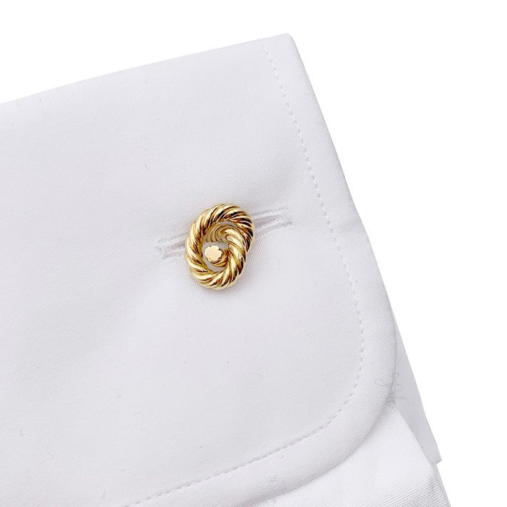 Boutons de manchette HERMÈS "Noeuds" en or jaune - Castafiore