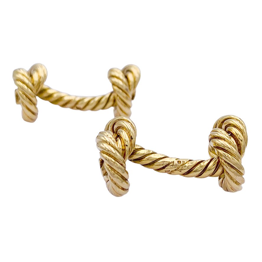 Boutons de manchette HERMÈS "Noeuds" en or jaune - Castafiore