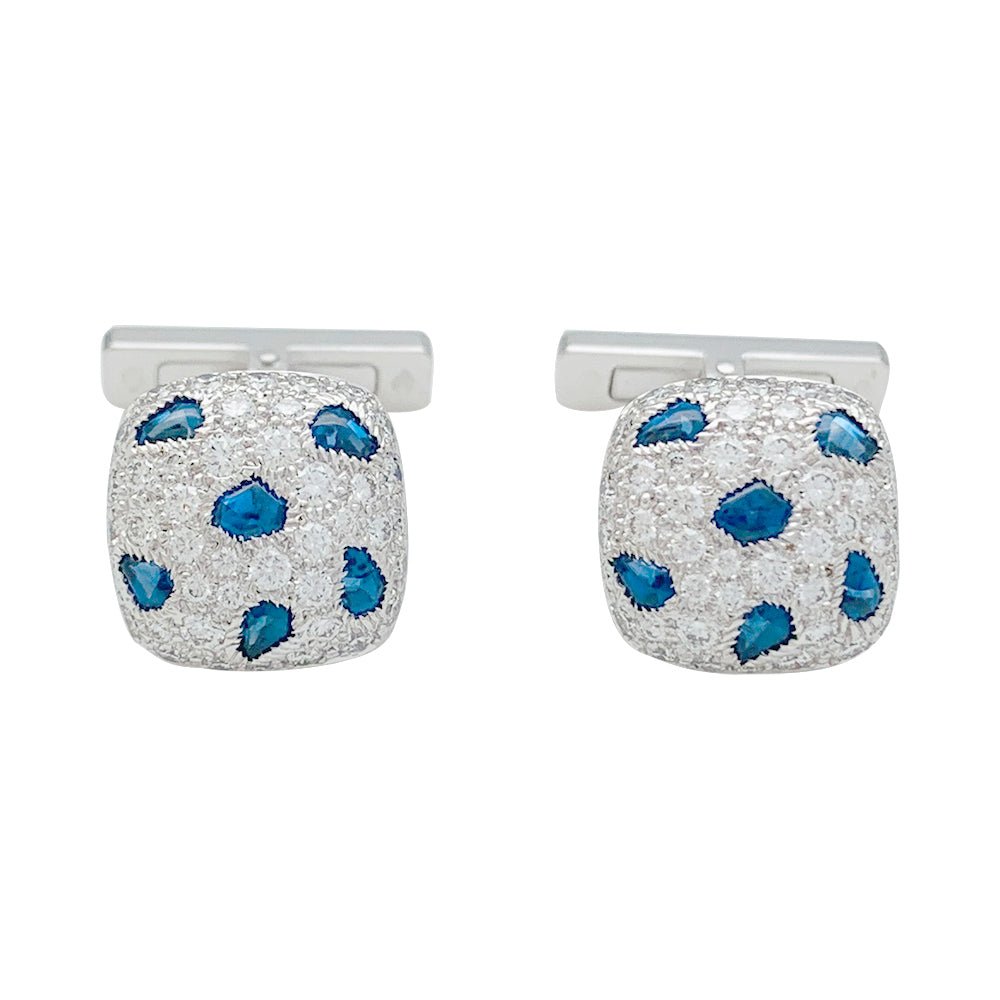Boutons de manchette "Panthère" CARTIER or blanc et diamants - Castafiore