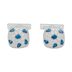Boutons de manchette "Panthère" CARTIER or blanc et diamants - Castafiore