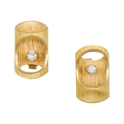 Boutons de manchettes "bambou" en or jaune et diamants, 1970 - Castafiore