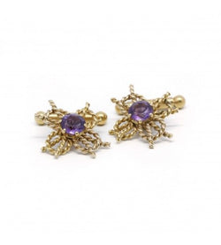Boutons de manchettes - Or et Améthystes - Castafiore