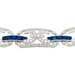 Bracelet Art Déco en platine, diamants et saphirs - Castafiore