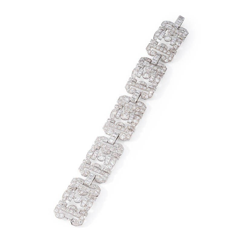 Bracelet Art Déco en platine et diamants - Castafiore