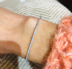 Bracelet demi jonc or gris et diamant sur le dessus - Castafiore
