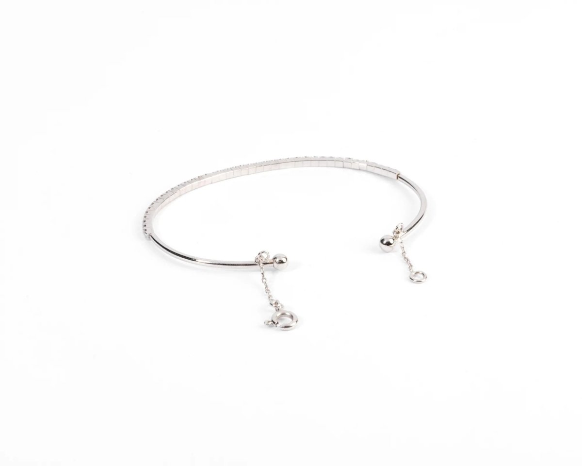 Bracelet demi jonc or gris et diamant sur le dessus - Castafiore