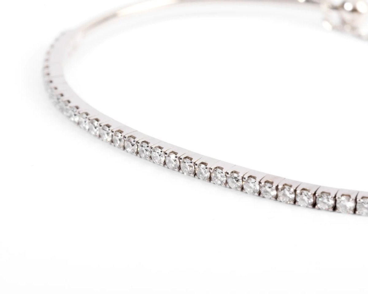 Bracelet demi jonc or gris et diamant sur le dessus - Castafiore