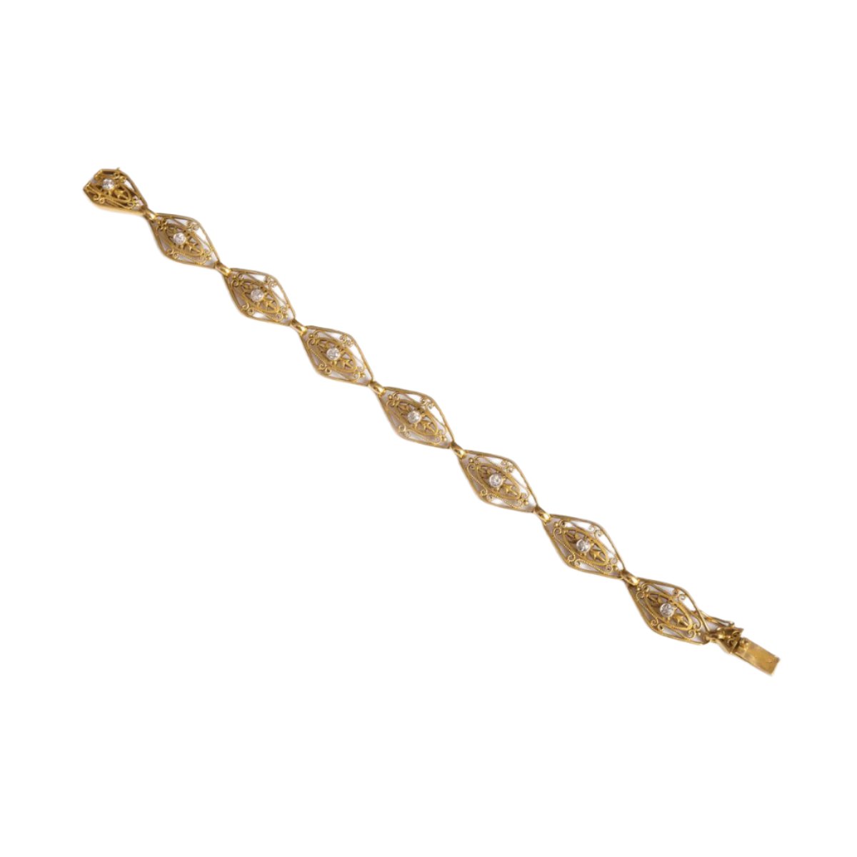 Bracelet en or jaune filigrané et diamants - Castafiore
