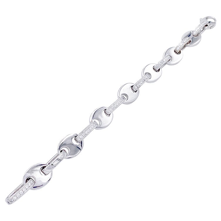 Bracelet fantaisie, or blanc, diamants - Castafiore
