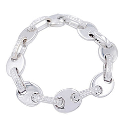 Bracelet fantaisie, or blanc, diamants - Castafiore