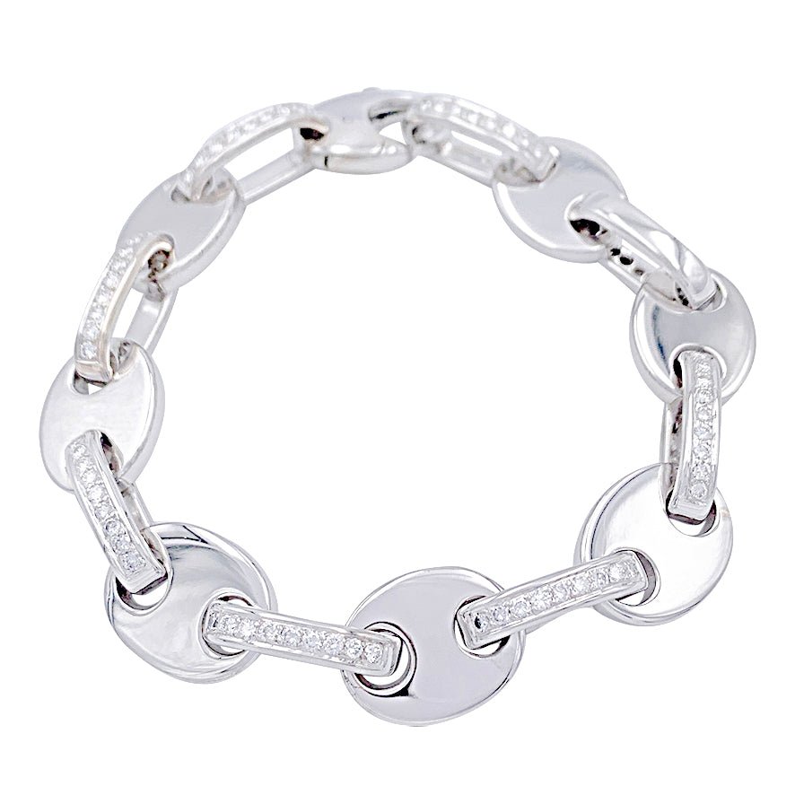 Bracelet fantaisie, or blanc, diamants - Castafiore