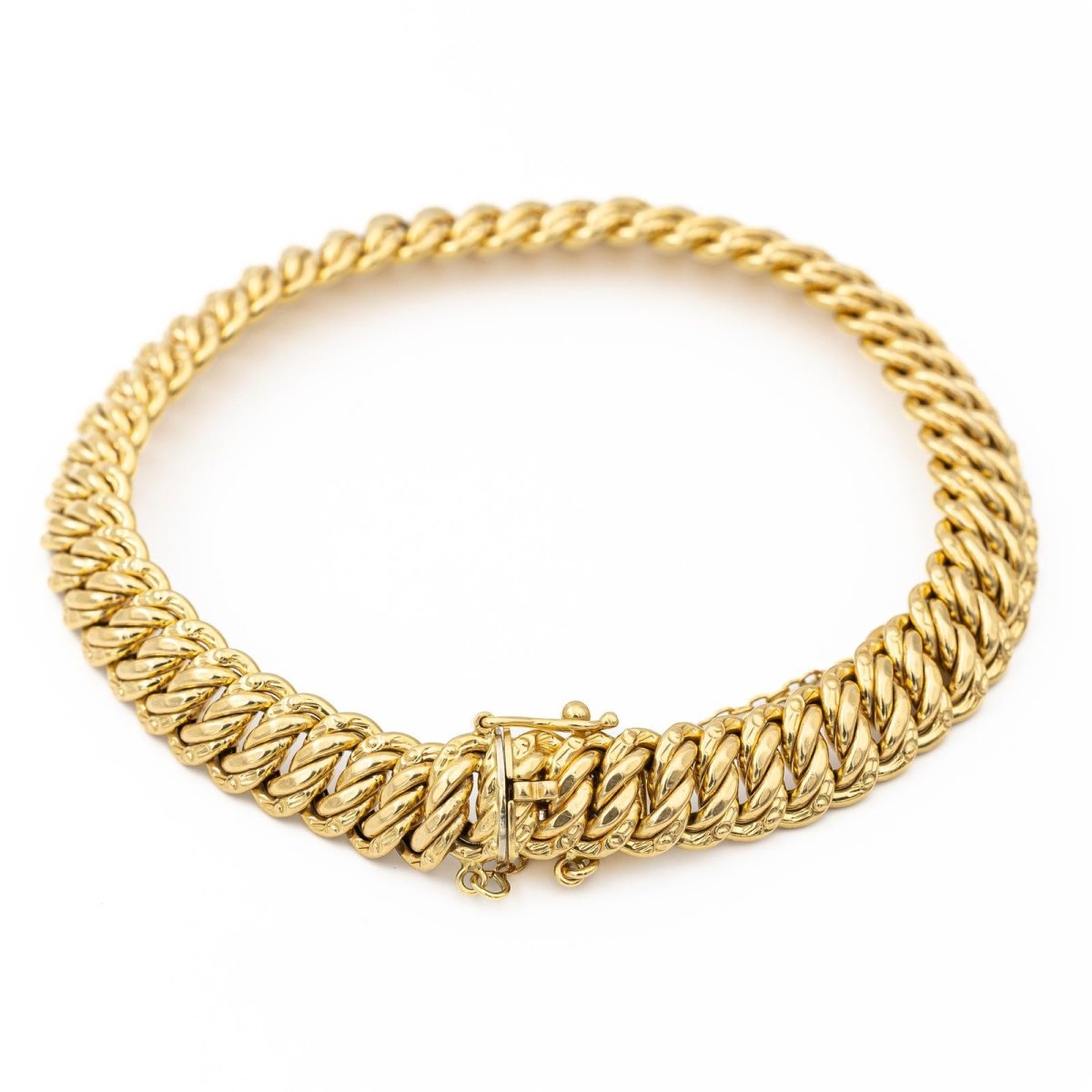 Bracelet Gourmette maille américaine en or jaune - Castafiore