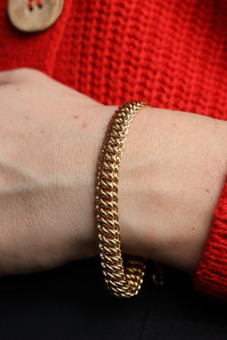 Bracelet Gourmette maille américaine en or jaune - Castafiore