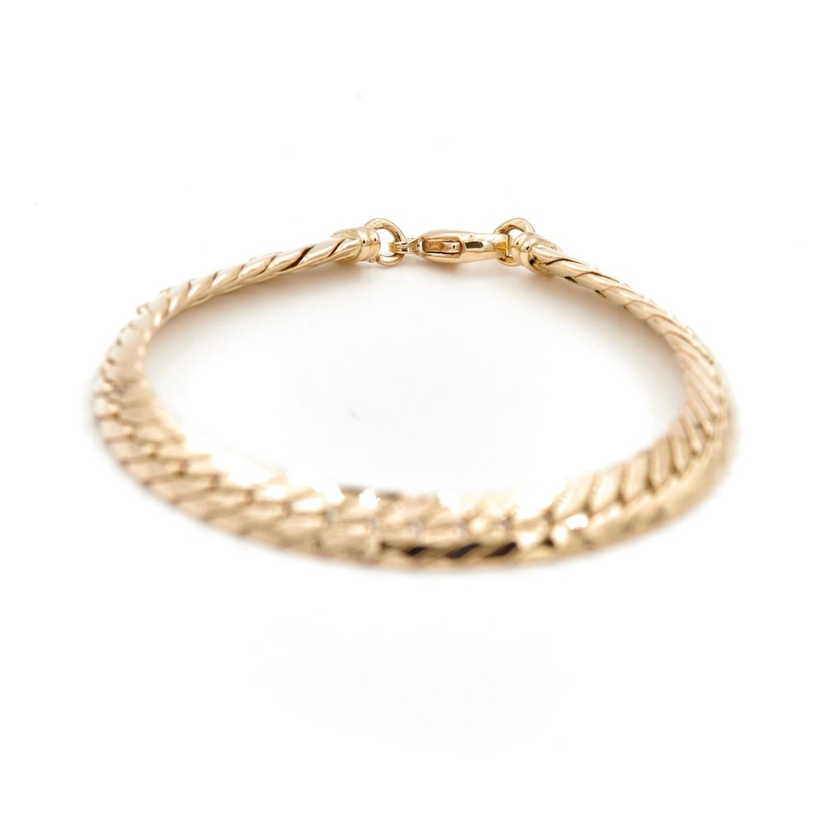 Bracelet Gourmette maille anglaise en or jaune - Castafiore