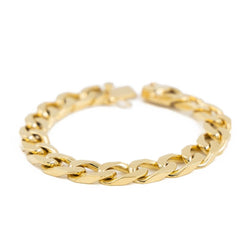 Bracelet Gourmette maille plate en or jaune - Castafiore