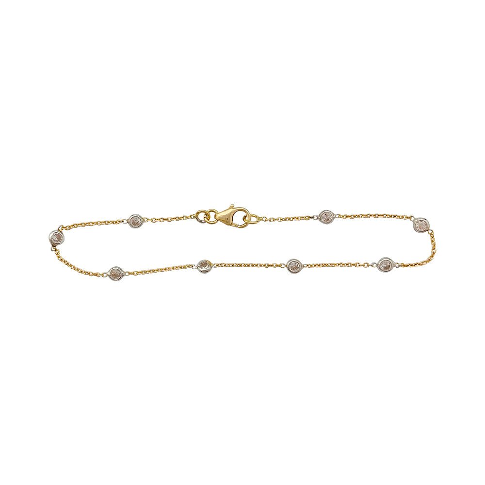 Bracelet gouttière or jaune, or blanc et diamants - Castafiore