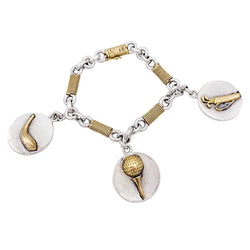 Bracelet HERMÈS "Golf" en or jaune et argent - Castafiore