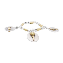 Bracelet HERMÈS "Golf" en or jaune et argent - Castafiore