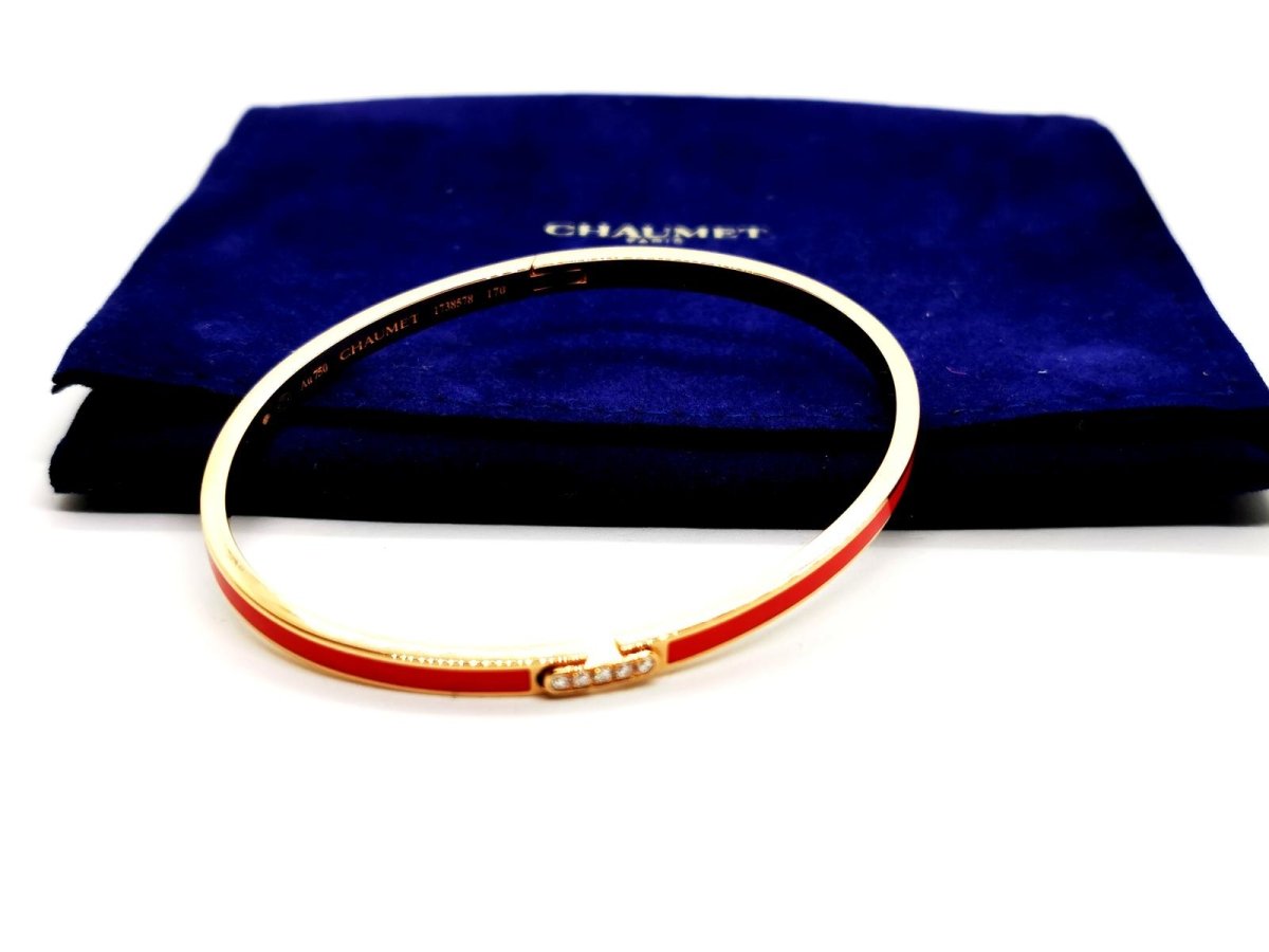 Bracelet Jonc CHAUMET "Liens Evidence" en or rose et diamants - Castafiore