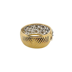 Bracelet Jonc Florale en or jaune et diamants - Castafiore