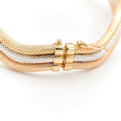 Bracelet Jonc ondulé en ors jaune, blanc et rose - Castafiore