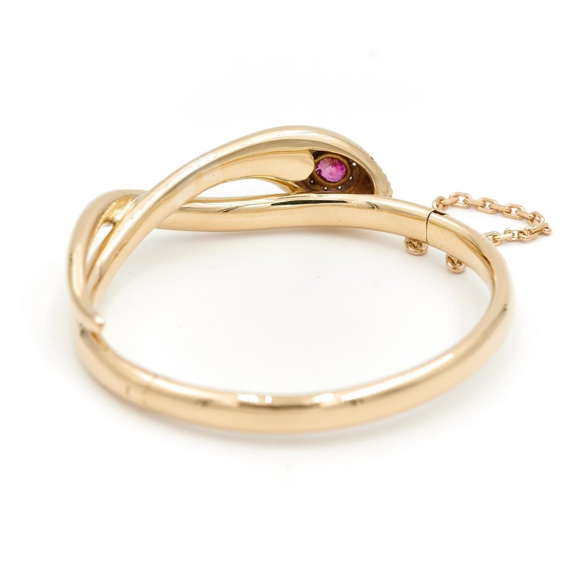Bracelet Jonc serpent en 2 ors, rubis et diamants - Castafiore