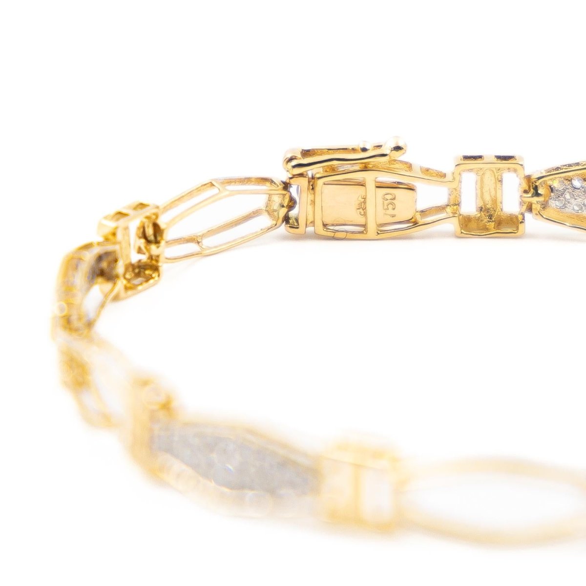 Bracelet Maille alternée or jaune et pavée diamants - Castafiore