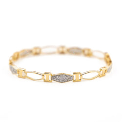 Bracelet Maille alternée or jaune et pavée diamants - Castafiore