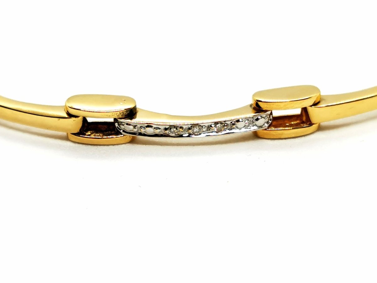 Bracelet Maille en or jaune et or blanc serti diamant - Castafiore