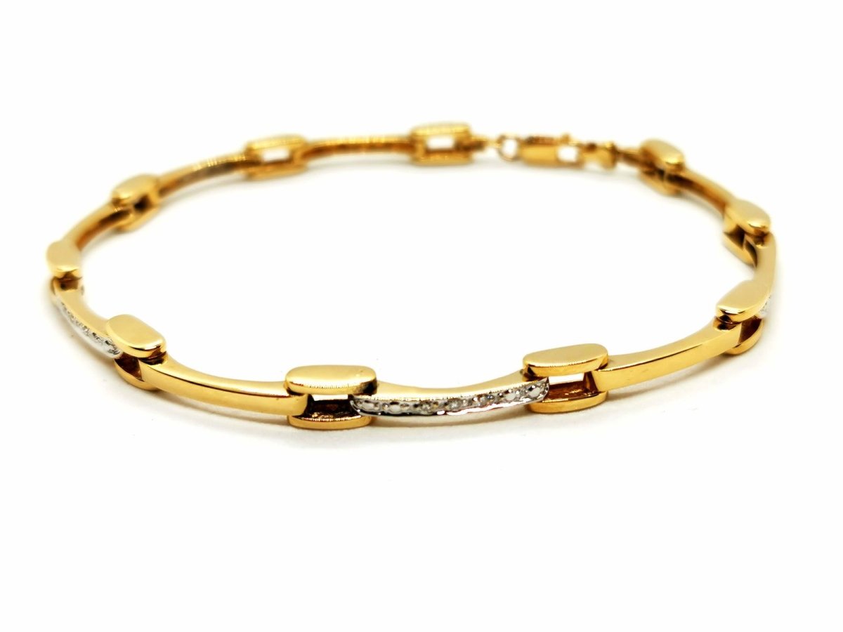 Bracelet Maille en or jaune et or blanc serti diamant - Castafiore