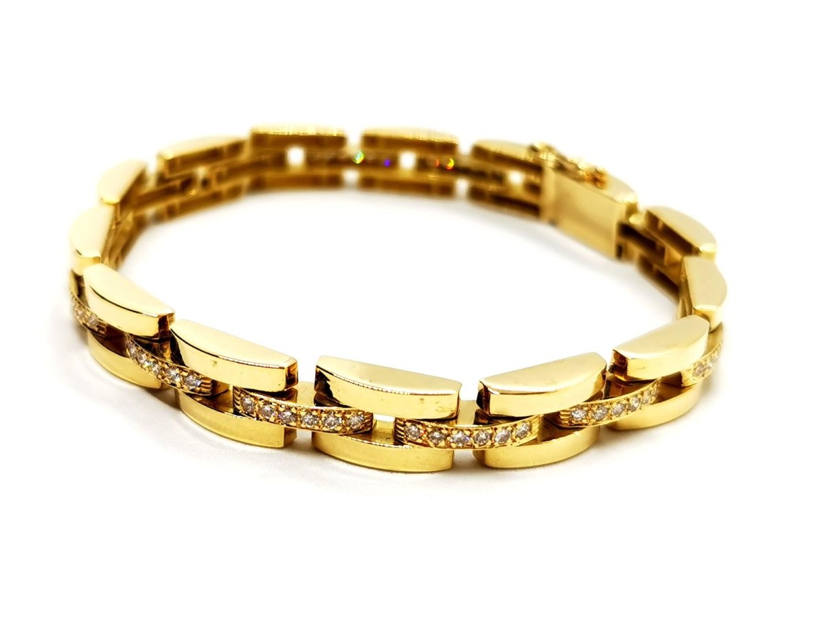 Bracelet Maille en or jaune pavé diamant - Castafiore